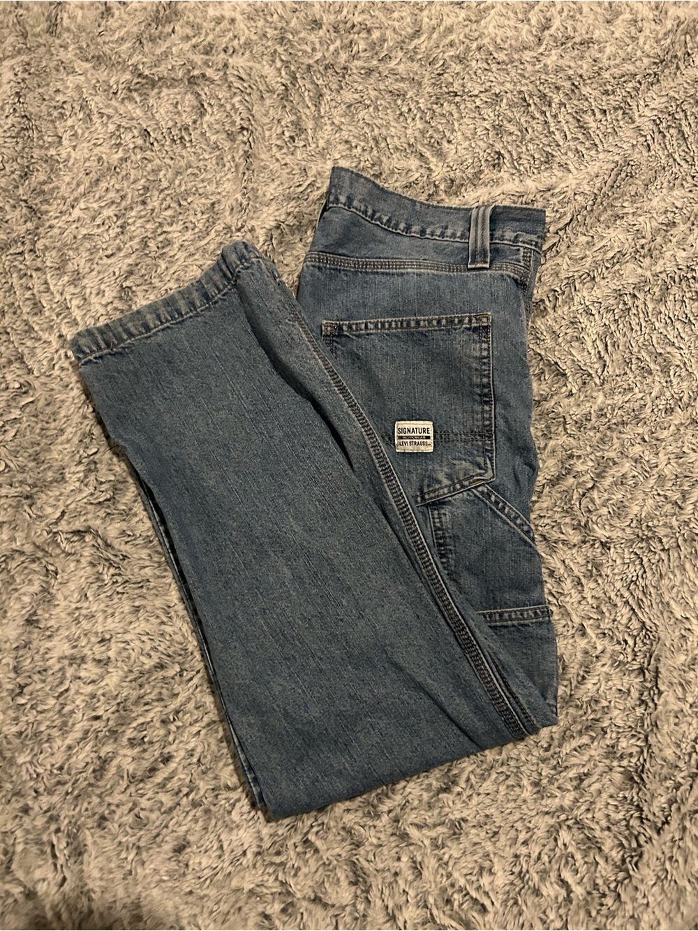 Signature Men's Relaxed Blue Denim Carpenter Jeans